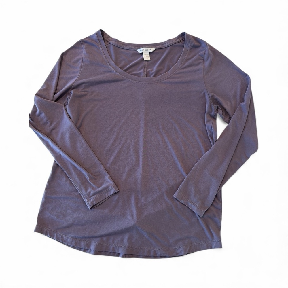 Women's Athleta Stratus II Long Sleeve Scoop Neck Top Purple Size Medium - Picture 2 of 5